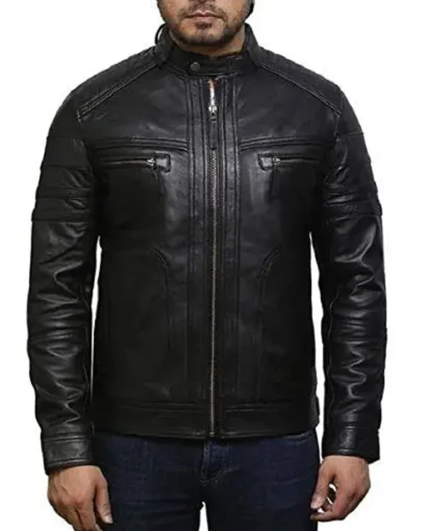 Black Biker Leather Jacket For Men
