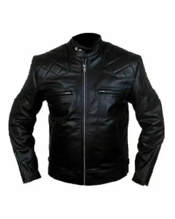 Black Quilted Leather Jacket For Men’s