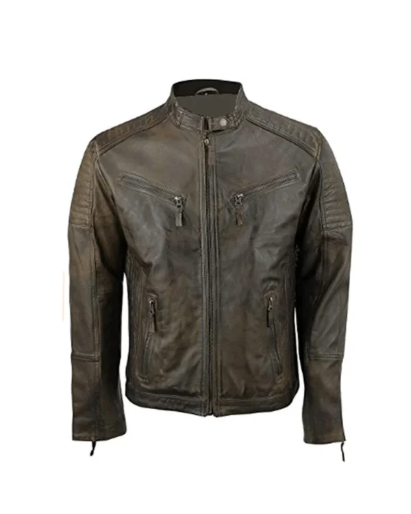 Men's Antique Urban Washed Brown Leather Motorcycle Jacket