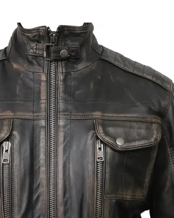 Men's Biker Retro Leather Motorcycle Jacket