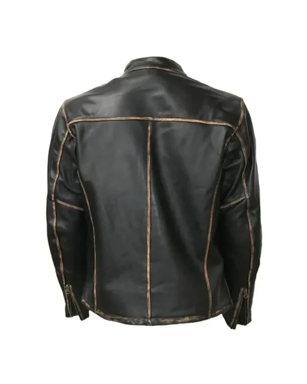 Mens Snap Button Casual Leather Jacket