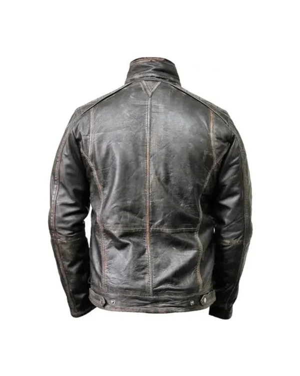Men's Vintage Biker Retro Leather Motorcycle Jacket