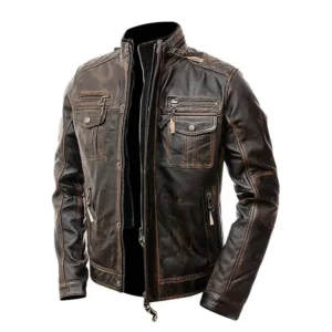 Men’s Vintage Slim Fit Biker Leather Jacket