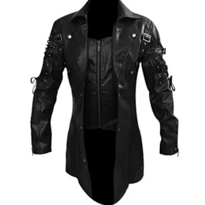 Steampunk Gothic Leather Trench Coat