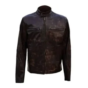 Unisex Vintage Distressed Natural Cowhide Leather Jacket