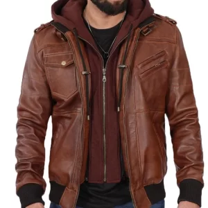 Edinburgh Leather Removable Hooded Jacket