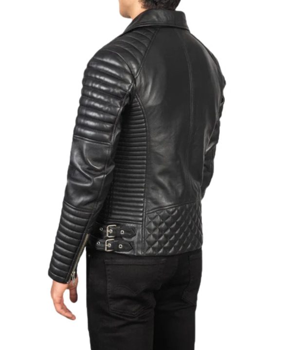Armand Black Leather Biker Jacket For Men