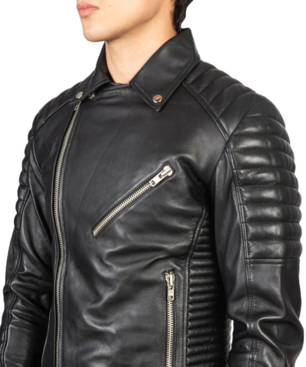 Armand Black Leather Biker Jacket Mens
