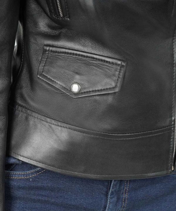 Asymmetrical Black Biker Leather Jacket Womens