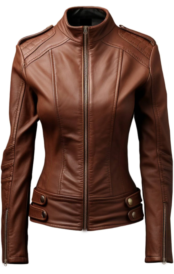 Women Real Leather Brown Style Leather Jacket