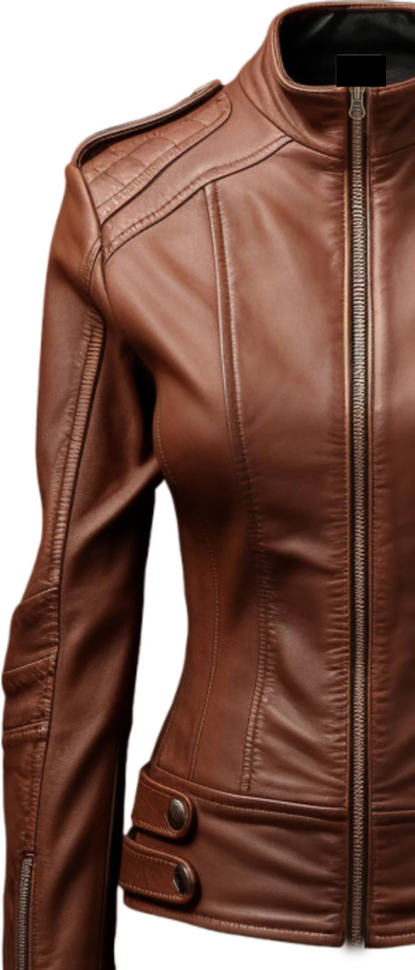 Women Real Leather Brown Style Leather Jacket - Image 3