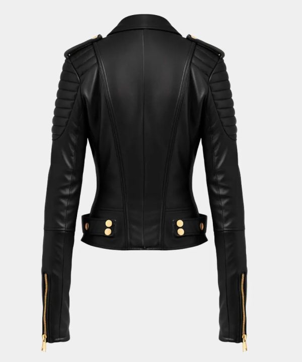 Biker Black Leather Jacket For Women