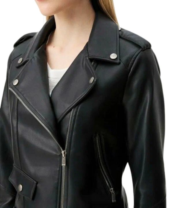 Black Motorcycle Leather Jacket Womens
