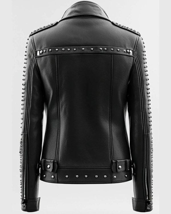 Women’s Black Harry Biker Studded Real Leather Jacket