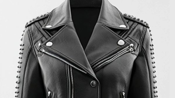 Women’s Black Harry Biker Studded Leather Jacket