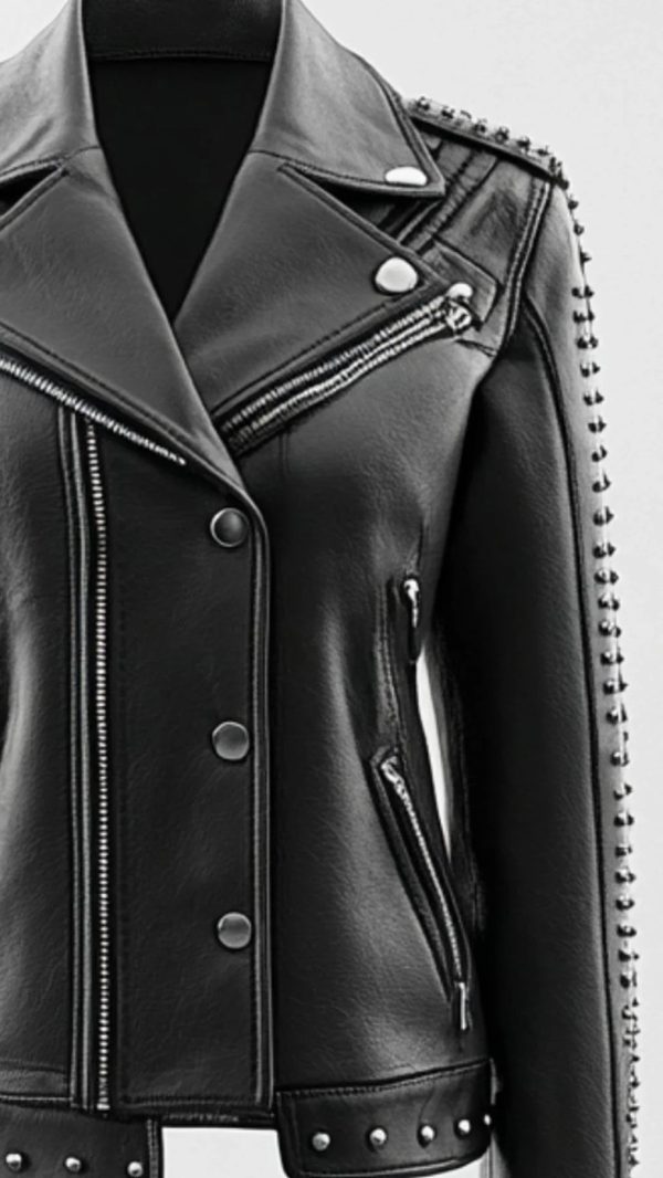 Black Harry Biker Studded Leather Jacket