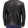 Cafe Racer Black Leather Bomber Jacket For Men