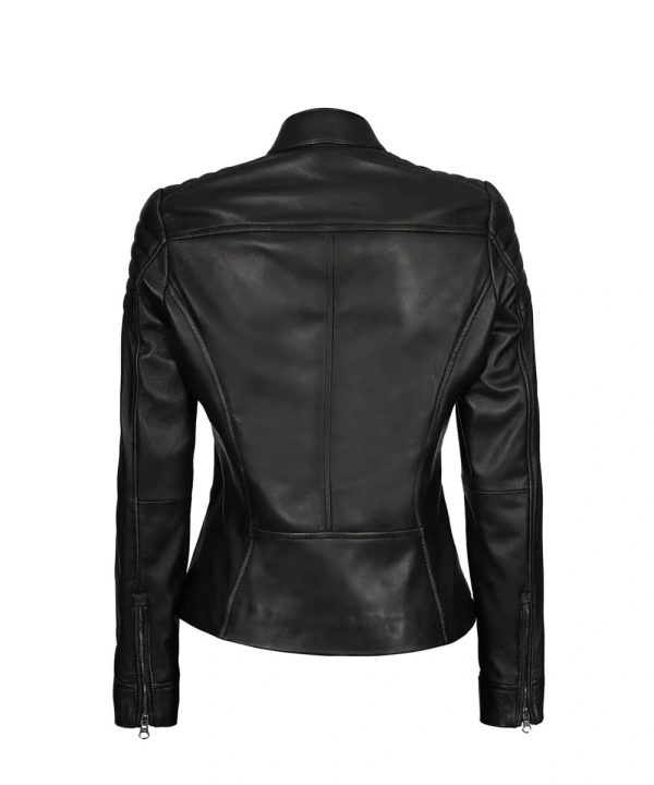Cafe Racer Black Leather Jacket Womens