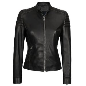 Cafe Racer Leather Black Jacket For Women