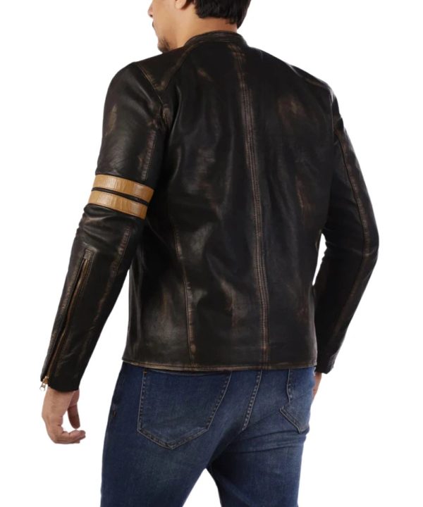 Cafe Racer Vintage Black Genuine Lambskin Leather Jacket Mens
