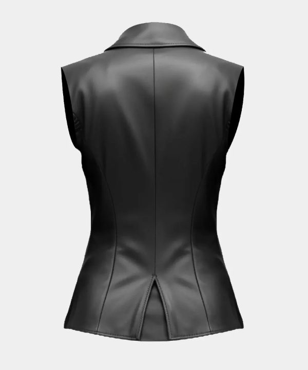 Casual Black Leather Vest Womens