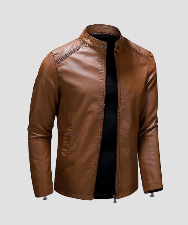 Classic Timeless Brown Leather Jacket Mens