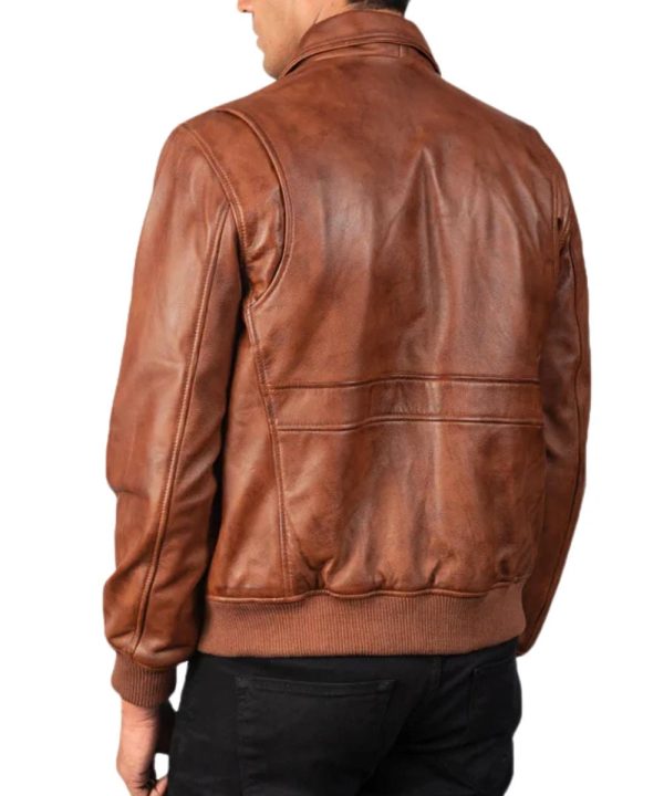 Coffmen Brown A2 Leather Bomber Jacket For Mens
