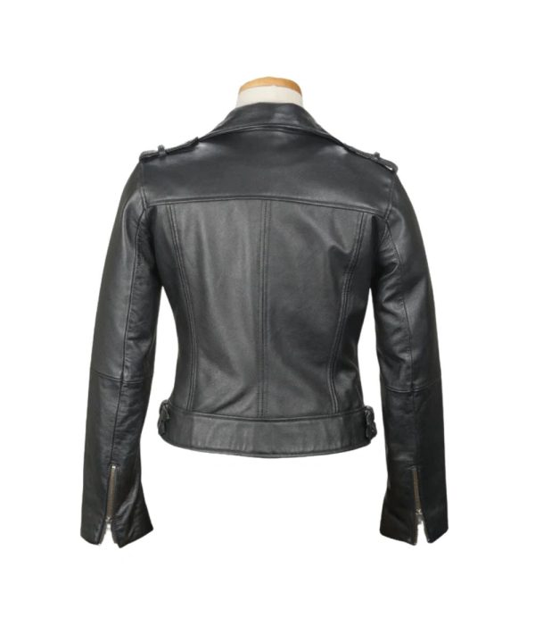 Genuine Leather Black Biker Jacket Womens