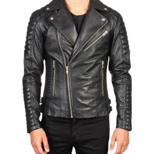 Men's Armand Leather Biker Jacket Black