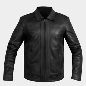 Men's Black Biker Plain Leather Jacket
