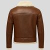 Men's Brown Leather Aviator Shearling Bomber Jacket