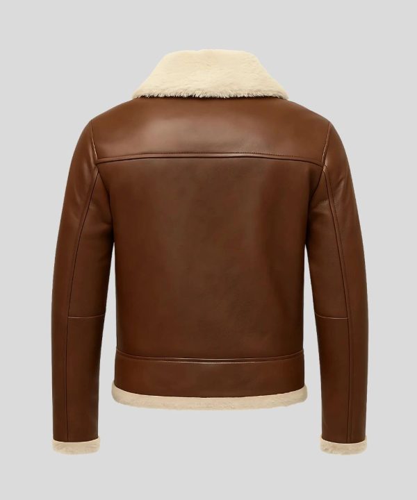 Men's Brown Leather Aviator Shearling Bomber Jacket