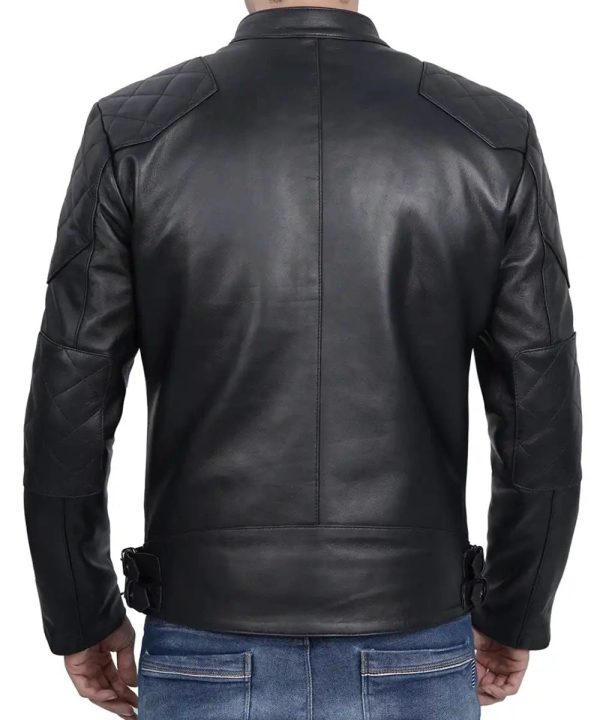 Men's Cafe Racer Leather Jacket Black