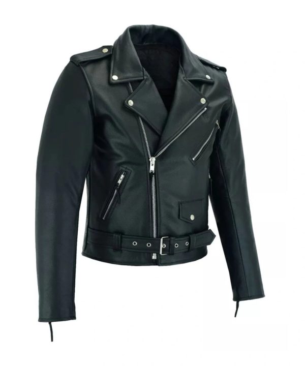 Men's Distressed Motorcycle Black Leather Jacket