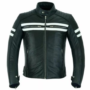Men's Vintage Black Leather Cafe Racer Retro Jacket