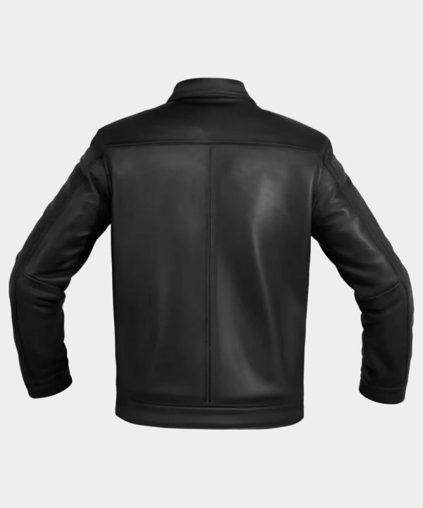Mens Black Biker Plain Leather Jacket