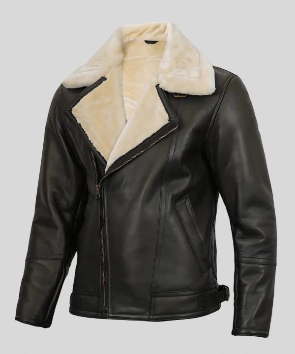 Mens Black Shearling Leather Jacket