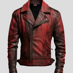 Mens Bloody Red Leather Jacket