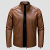 Mens Classic Timeless Brown Leather Jacket