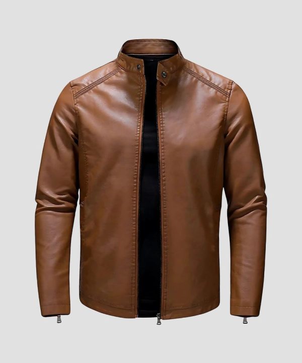 Mens Classic Timeless Brown Leather Jacket