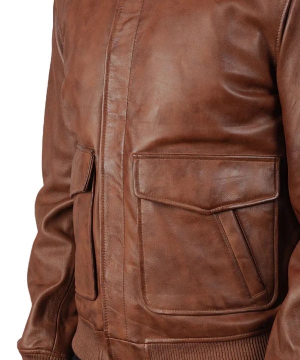 Mens Coffmen Brown A2 Leather Bomber Jacket