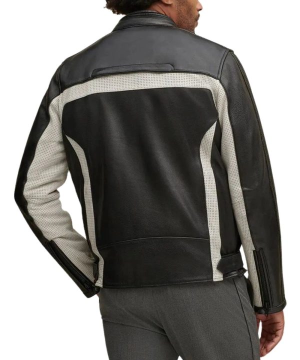 Mens Distressed Leather Moto Biker Jacket Black