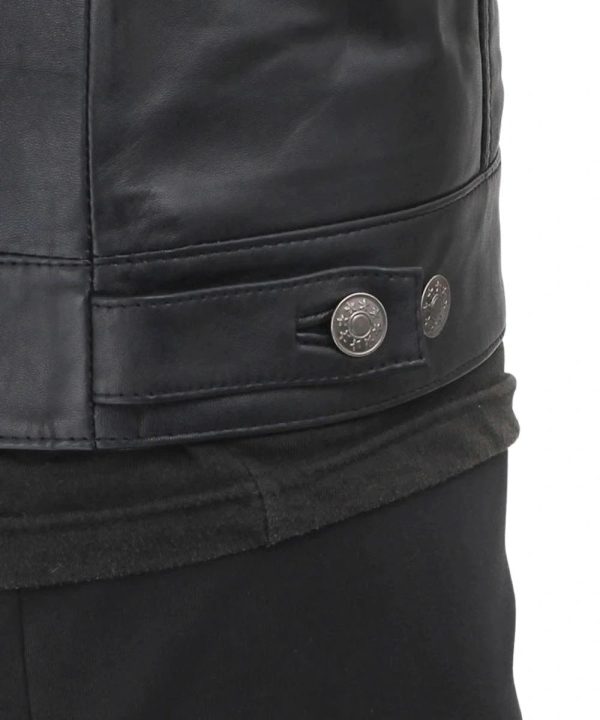 Mens Fernando Leather Trucker Jacket Black