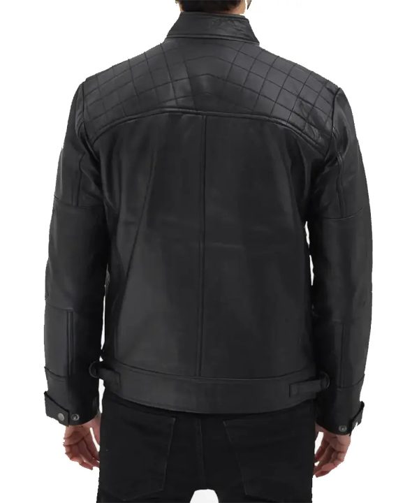 Mens Motorcycle Biker Leather Bomber Jacket Black