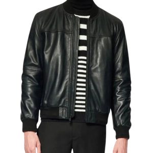 Mens Motorcycle Black Plain Leather Jacket