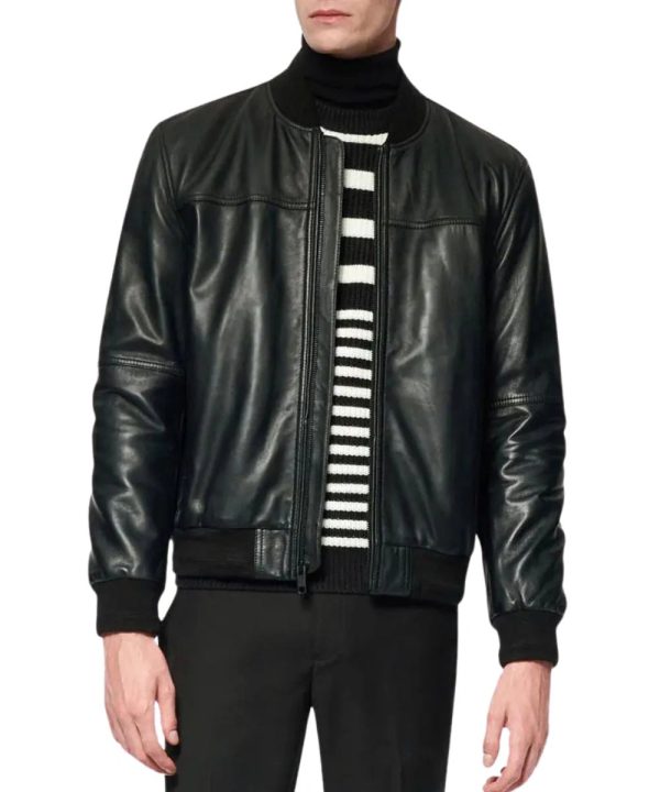 Mens Motorcycle Black Plain Leather Jacket