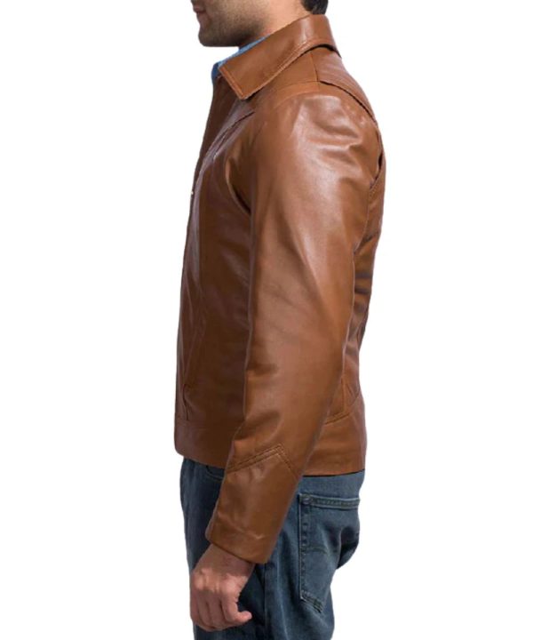 Mens Old School Motorcycle Leather Jacket Brown