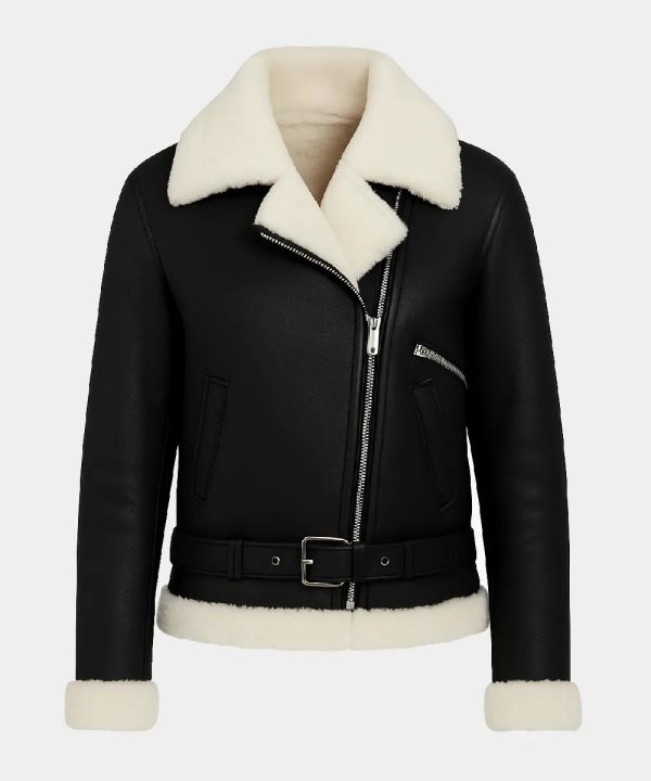 Mens RAF B3 Aviator Black Shearling Leather Jacket