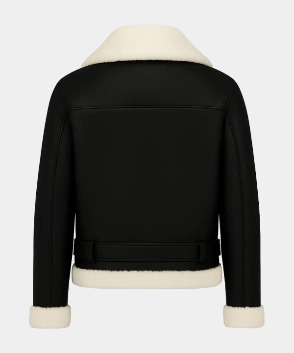Mens RAF B3 Aviator Shearling Leather Jacket Black