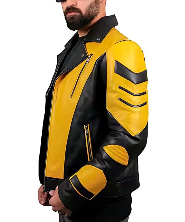 Mens Slim Fit Motorcycle Mustard Color Leather Jacket​